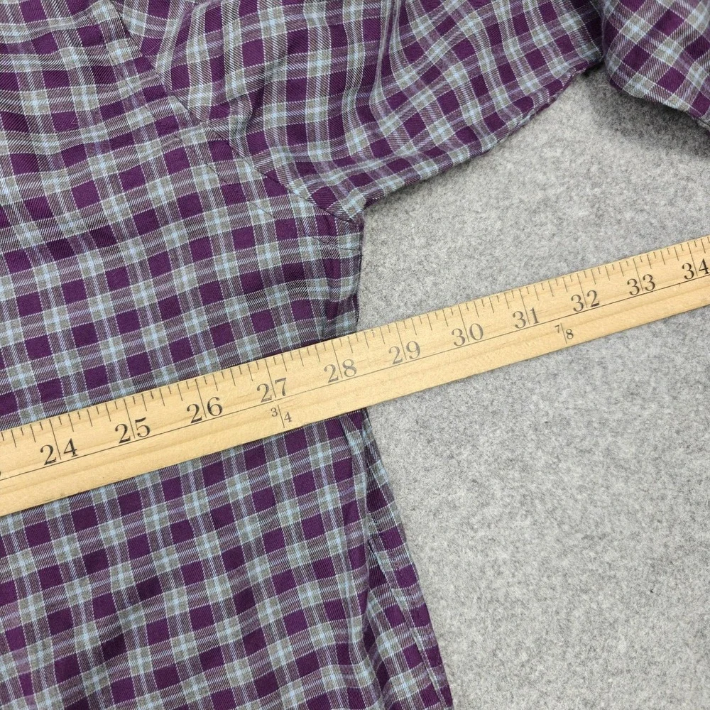 Peter Millar Shirt Mens 2XL Purple Plaid Cotton Long Sleeve‎ Button Up Casual